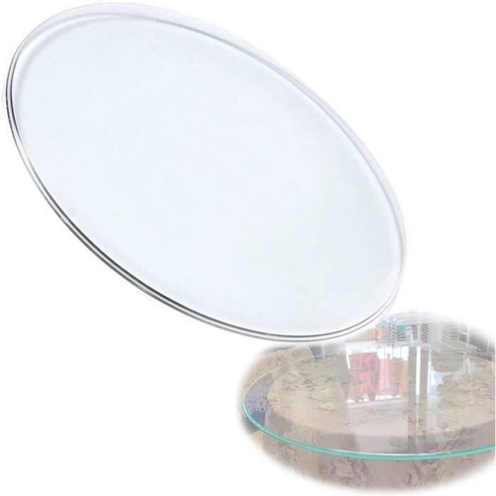 Plateau Verre Rond Trempé 8mm - Diamètre 35/60/85/98 Cm - Transparent Pour Table Meuble Protection