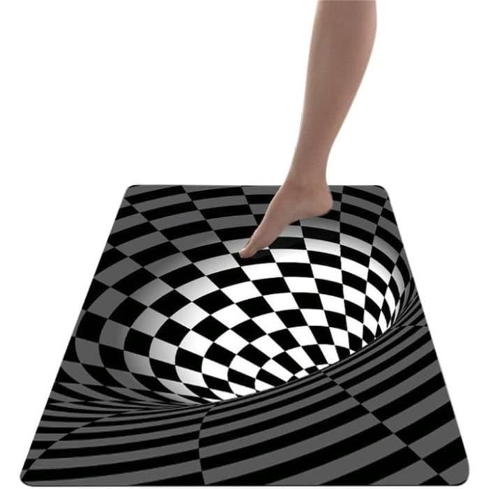 2 pièces, Tapis à illusion d'optique 3D – Tapis de sol à illusion de vortex pour