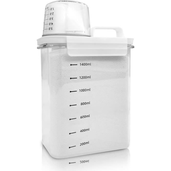 Distributeur De Détergent 1800 Ml Avec Doseur – Hermétique, Transparent, Bec Verseur, Pour Lessive, Aliments, Rangement Cuisine