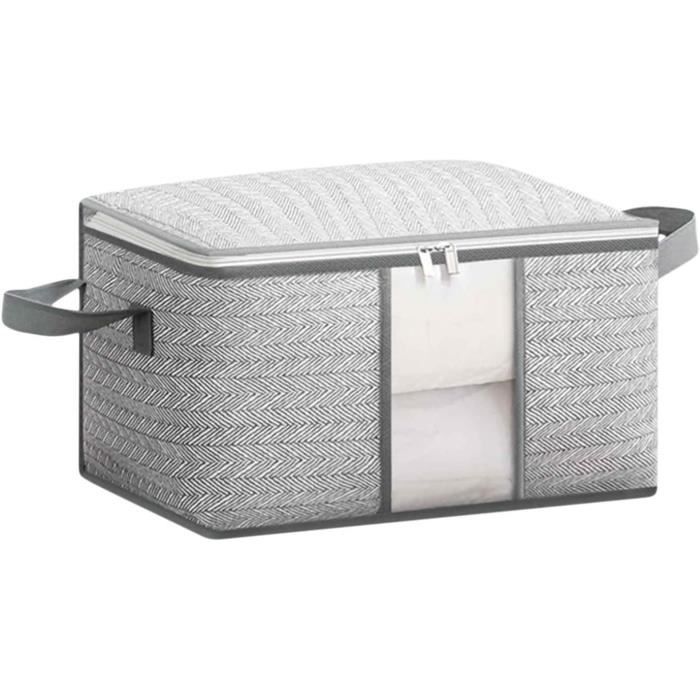 2 Sacs De Rangement Sous Lit YheenLf 60x30x15cm - Gris - Avec Poignées Et Fermeture Éclair - Pour Vêtements Et Couvertures