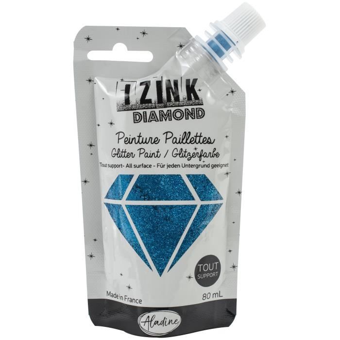 IZINK Diamond Glitter Paint 80ml-Caribbean Blue