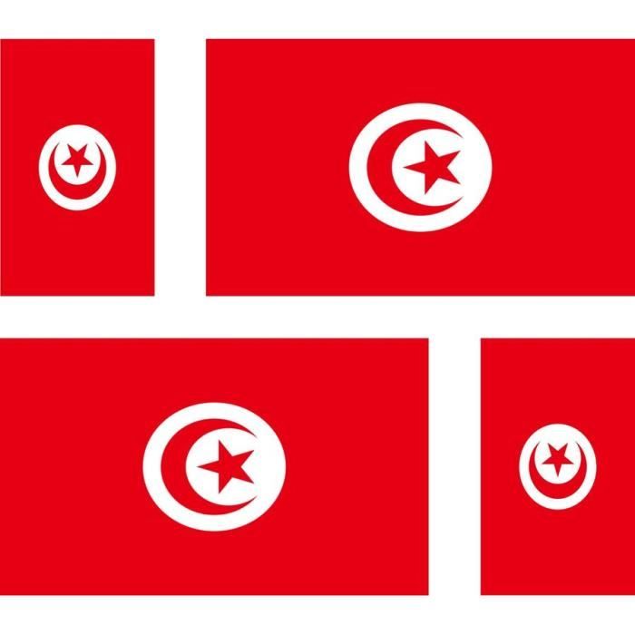 Autocollant Drapeau Tunisia Tunisie sticker flag 4 cm
