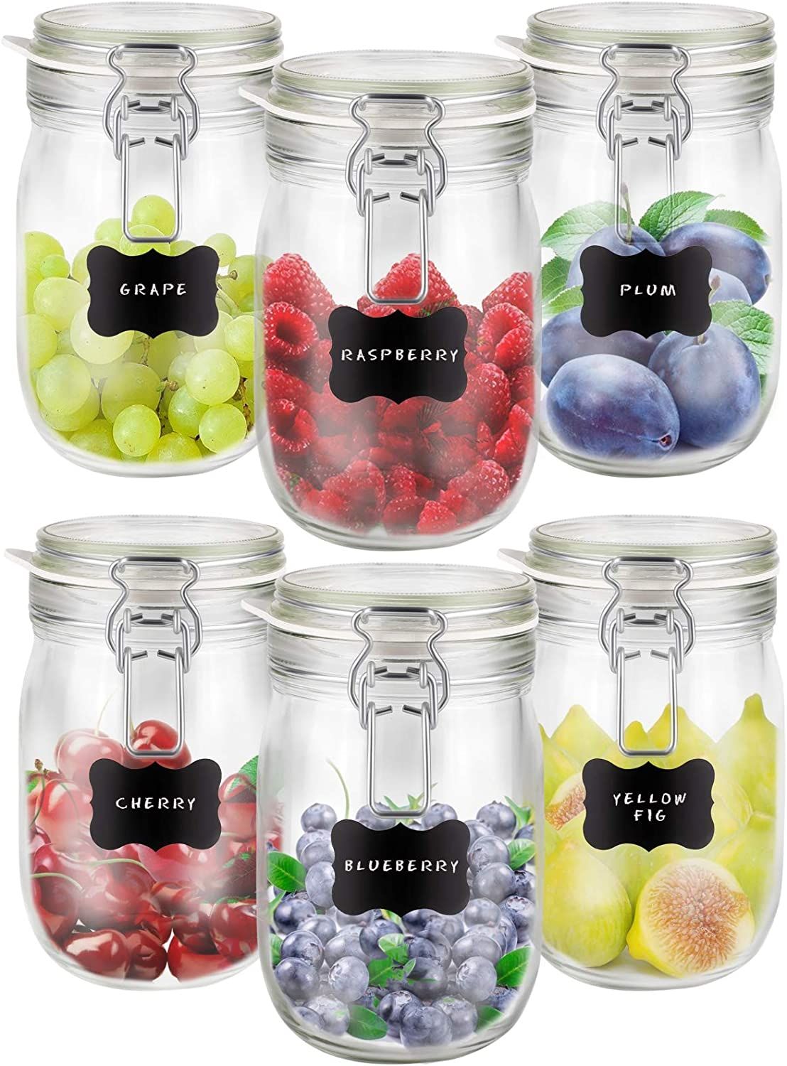 Lot De Bocaux En Verre Pas Cher Lot de 6 bocaux en verre alimentaire - Conservation alimentaire verre -  Boite rangement cuisine - 1L - Cdiscount Maison