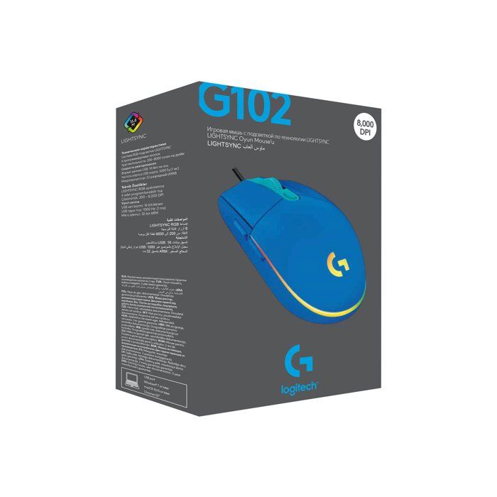Souris – Logitech – G102 LIGHTSYNC – Bleu – Filaire – RGB personnalisable