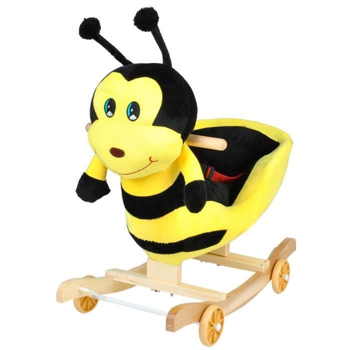 Cheval bascule animal porteur jouet 2 en 1 Jaune Abeille