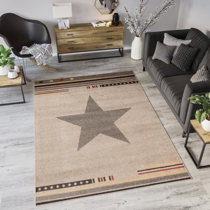 Tapiso Maroko Tapis De Salon Chambre Ado Design Moderne Beige Marron Rouge Etoile Fin 80 X 150 Cm Achat Vente Tapis Cdiscount