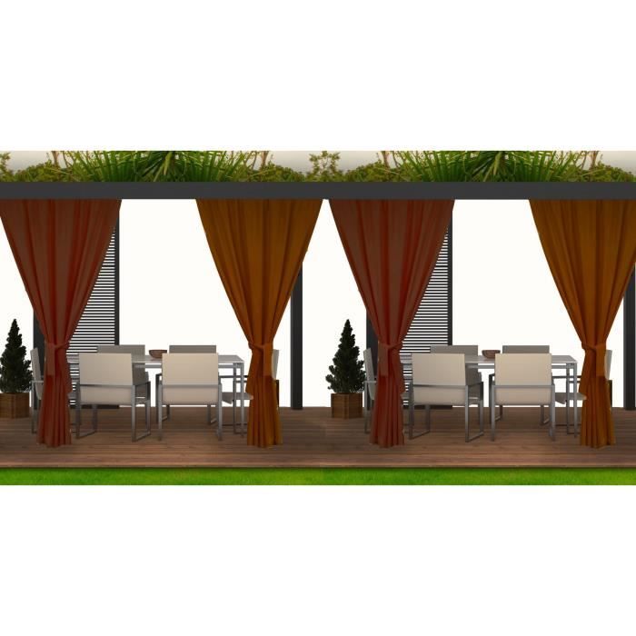 Rideaux D'extérieur Imperméable | 4 x 155x240cm Marron - Rideau Pare-Soleil pour Balcon - Rideau Exterieur pour Terrasse