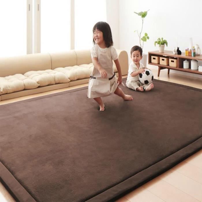 80x0cm Tapis De Salon Tapis De Chambre Carpet D Enfant Adulte Grand Tapis Pour Bebe Enfant Ramper Antiderapant Absorbant Cafe Cdiscount Maison