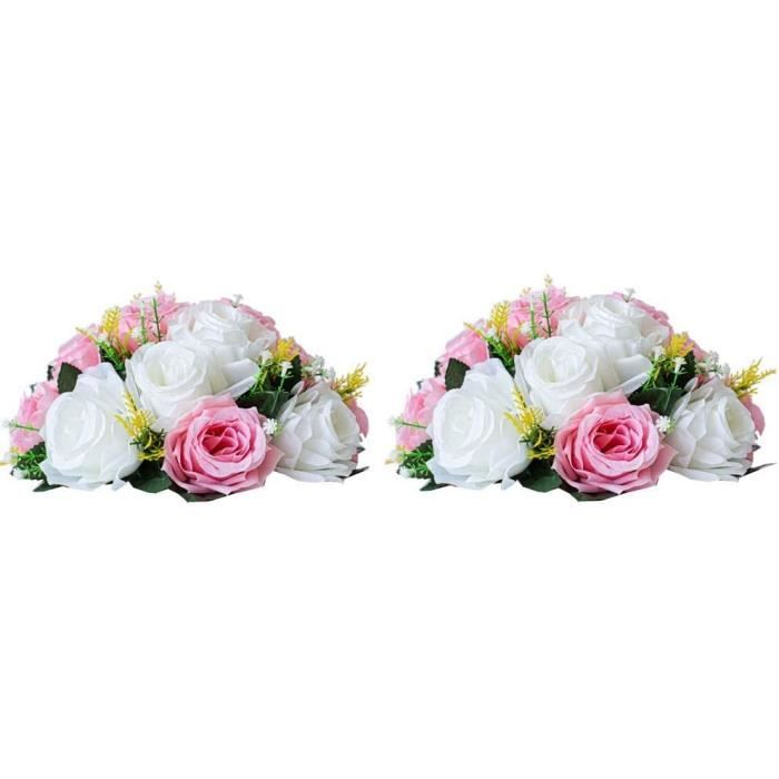 2 pièces fleurs artificielles, 15 têtes de roses avec base, convient au  centre de la table mariage notre magasin pour les fêt[51] - Cdiscount Maison
