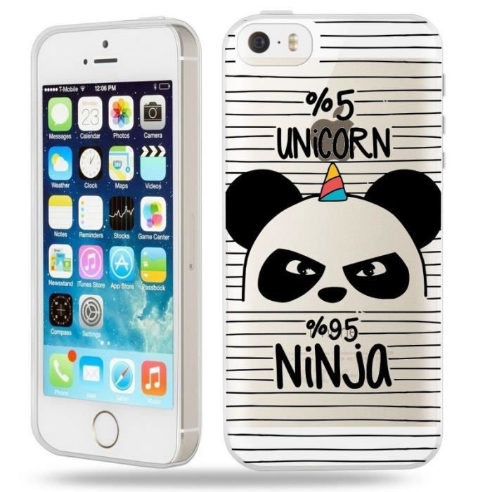 مناديل مبلله بيبي جوي Coque iphone 5 5S SE Panda licorne ninja raye unicorn transparente ...
