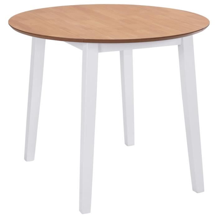 Table de salle à manger ronde à abattant MDF Blanche - LIY - Classique - Intemporel - 4 places