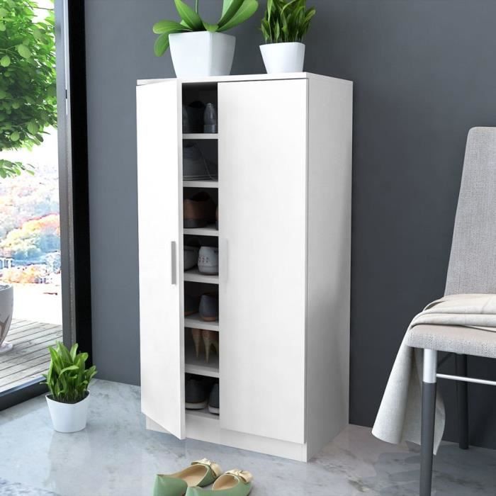 Meuble à chaussures 7 étagères blanc -HB065
