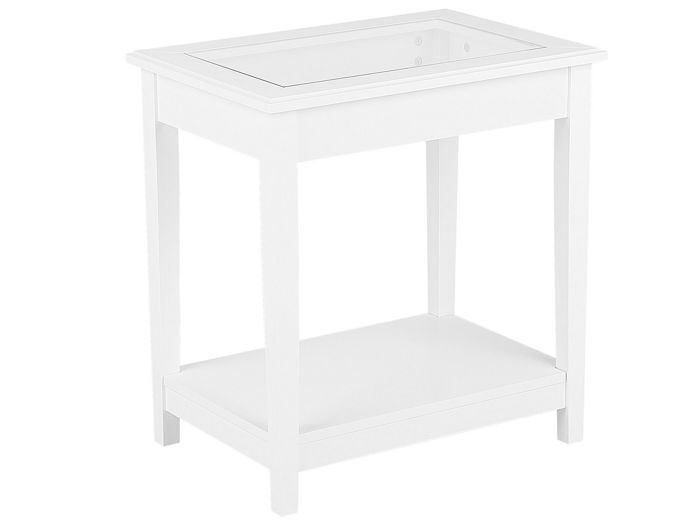 Beliani - Table dappoint blanche avec plateau en verre ATTU Beliani - Table dappoint blanche avec plateau en verre ATTU