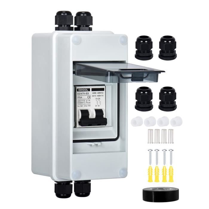 Disjoncteur Miniature 10A DC/AC 12-400V - Boîtier UV Ignifuge IP65 - Pour Panneaux Solaires