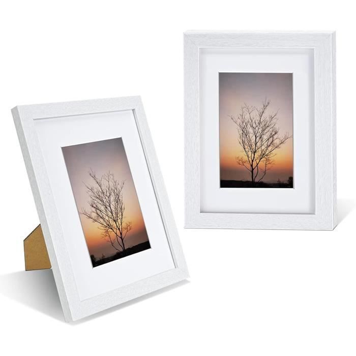 Cadre Photo A4 En Bois Massif Noir 21x29,7 Cm - Cadre MEGA 3-B Avec Verre Acrylique Incassable