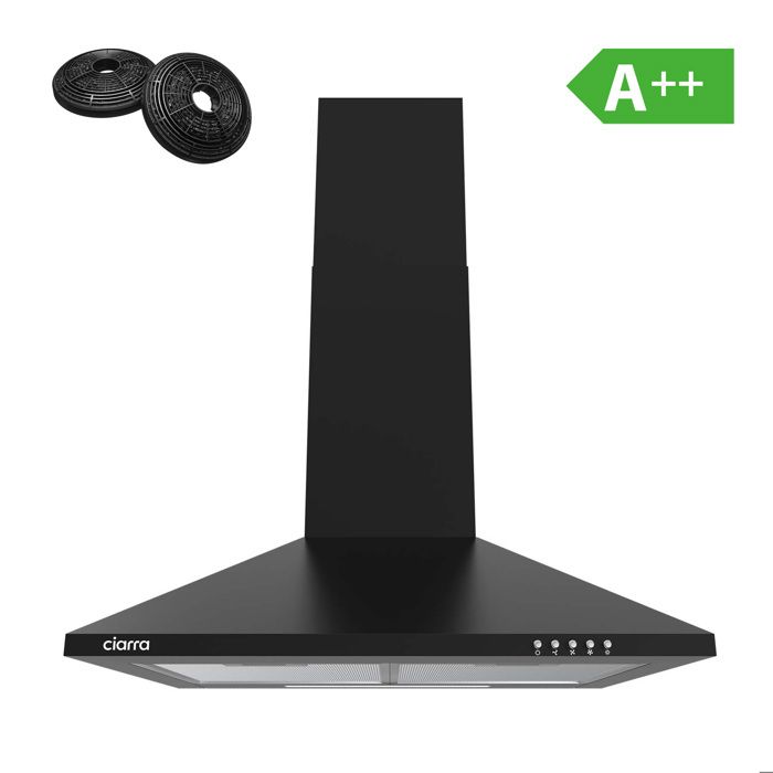 Ciarra Hotte Aspirante 60cm Noir 380m H Eclairage Led 3 Vitesses Classse C Extra Recyclage Decorative Cuisine Pyramide Achat Vente Hotte Cdiscount