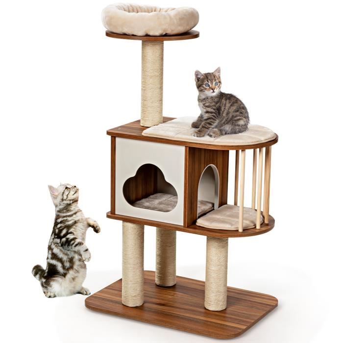 COSTWAY Arbre à Chat Design Vesper en Bois H117cm avec