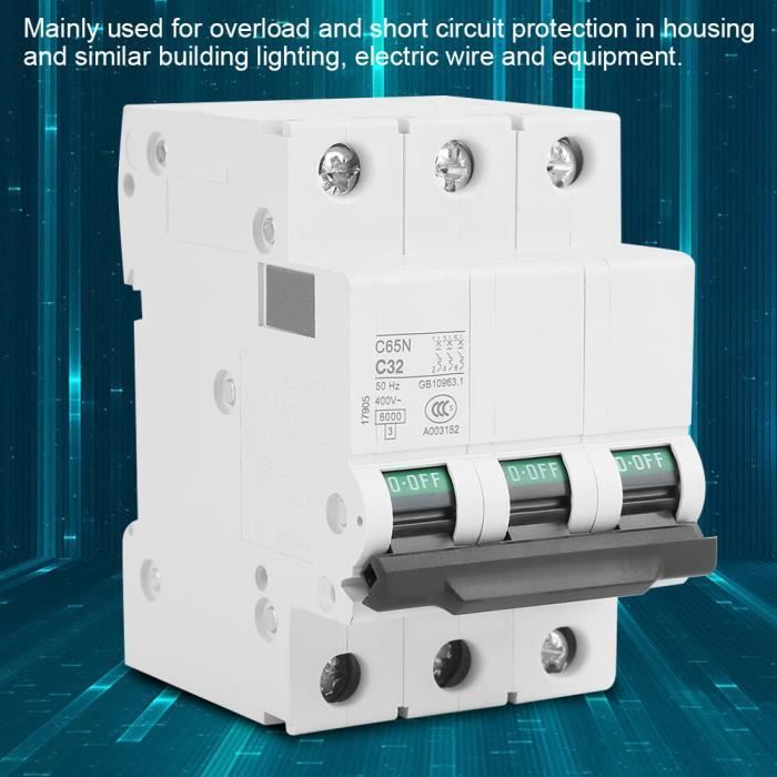 Contacteur Jour Nuit Chauffe Eau Disjoncteur Miniature HSB6C, Courant 32 A, 2 Pu00f4les, Type B, Capacitu00e9 De Disjoncteur 10a