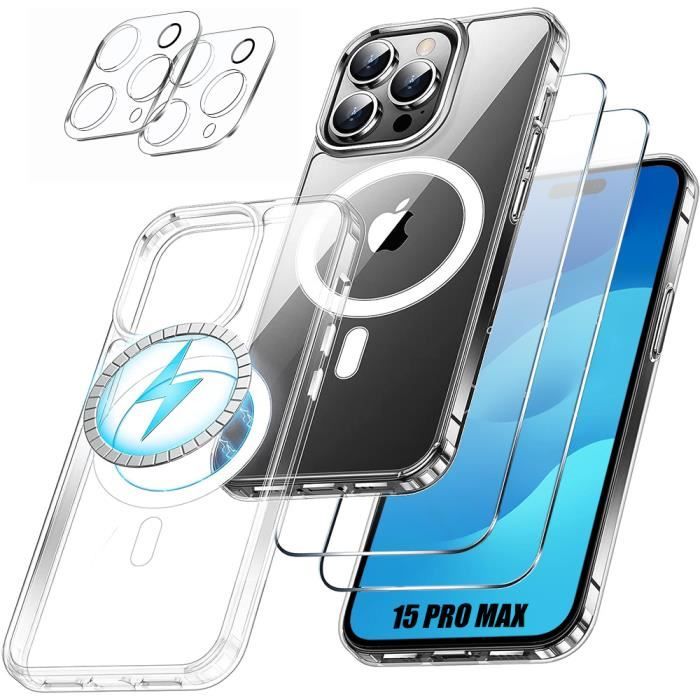 Coque Transparente Mate Pour IPhone 15 Pro Max - Support Caméra Intégré - Bleu - Marque Ksscaly - Neuf