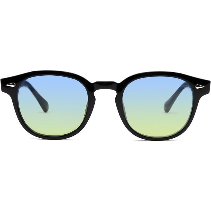Lunettes De Soleil Johnny Depp FP Depp 9 - Noir Brillant, Verres Verts - Acétate Italien