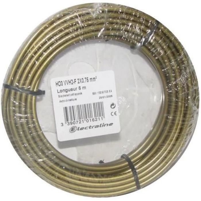 Câble souple HO3 VVH2-F 5m 2 x 0,75mm² or - FILS & CABLES - 60113023N