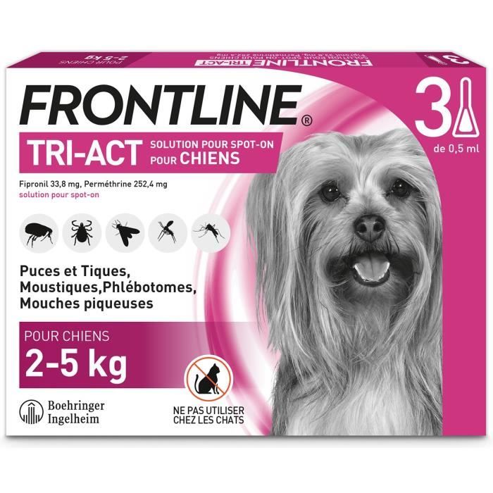 Comparer les prix de FRONTLINE 3 pipettes Tri-Act - Pour chien de 5 à 10 kg