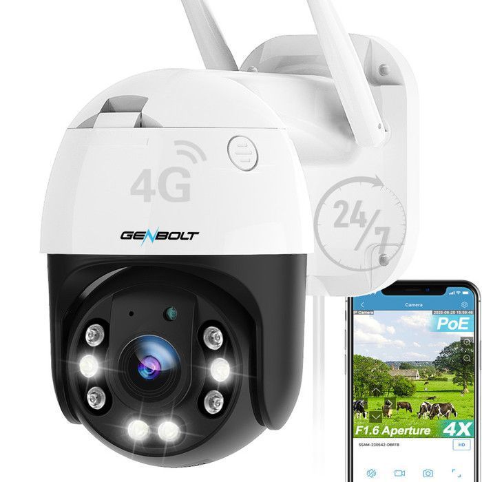 Caméra Surveillance Extérieure 4G MAMICAM – 5MP, Sans Fil, IP66, Vision Nocturne + Carte SD 128Go