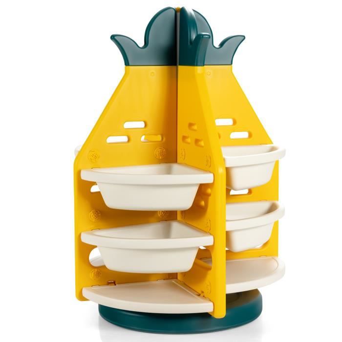 goplus étagère de rangement rotative à 360 °, 74 cm x 74 cm x 106 cm, étagère d'ananas avec bords arrondis, 8 boîtes et 4 étagères