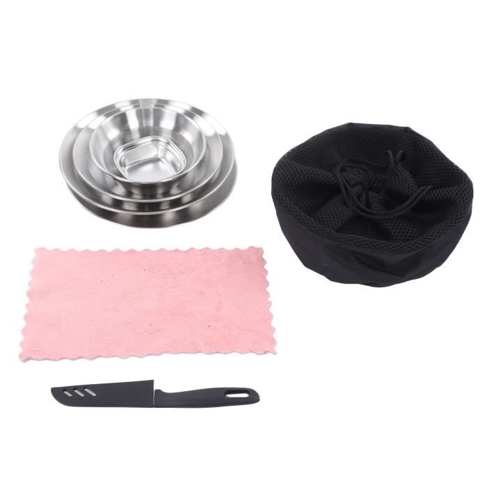Suit Lot de 2 assiettes et bols en acier inoxydable pour caping