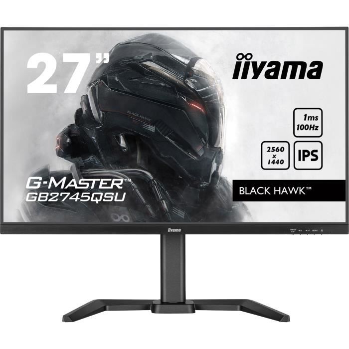 Ecran PC Iiyama GB2745QSU-B1 Gaming 27 G-Master Black Hawkdalle IPSFreeSync2560x1440 a100Hz1msHDMIDisplayPortUSB HUB Black