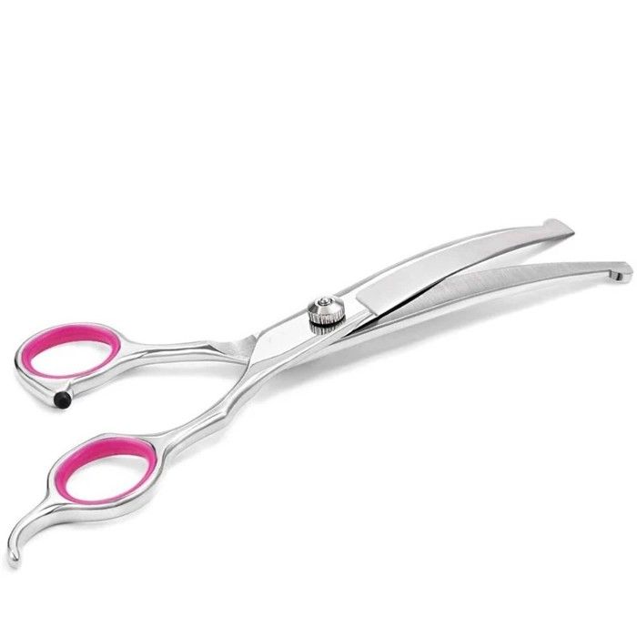 Meilleurs prix pour INF Pet Scissors Ciseaux de toilettage pour chien courbés 19 cm Argent/Rose