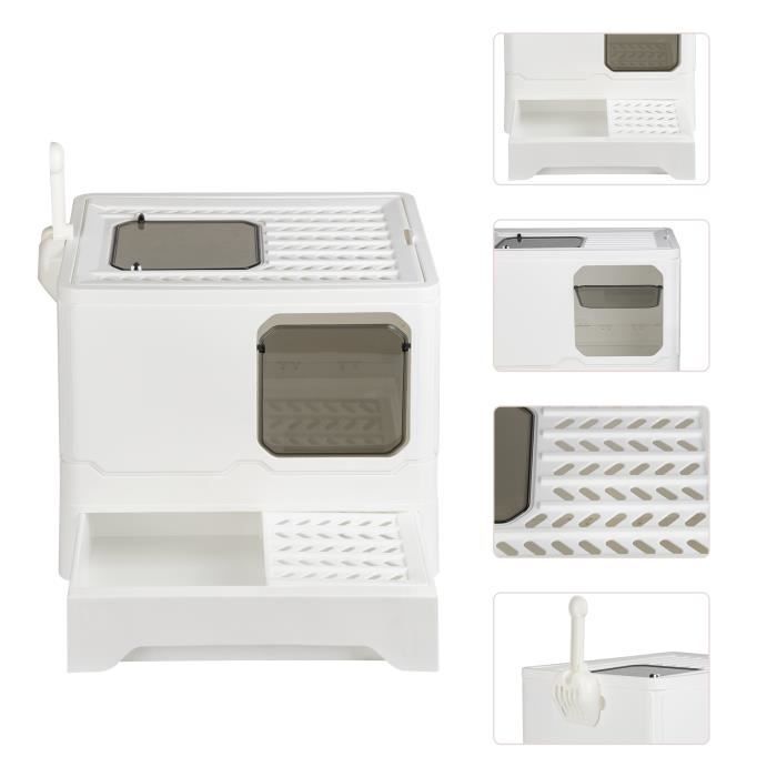 Meilleurs prix pour Bac à litière pour chat - KEDIA - Tiroir PP - Blanc - 45*35*38cm