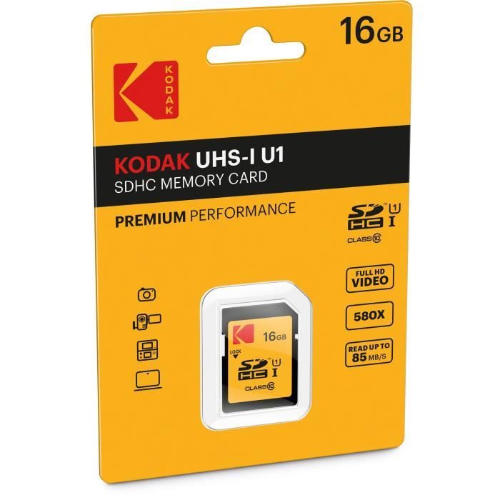 KODAK UHS1 U1 Premium Carte mémoire SDHC - 16 GB