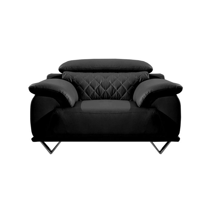 Fauteuil en cuir GARCIA - Noir Fauteuil en cuir GARCIA - Noir