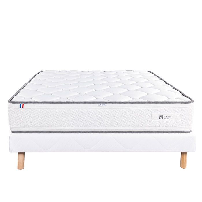 LUXURY LITERIE - Ensemble matelas + sommier - IRIS - 140 x 190 cm - Tapissier - Ferme - Face été/hiver
