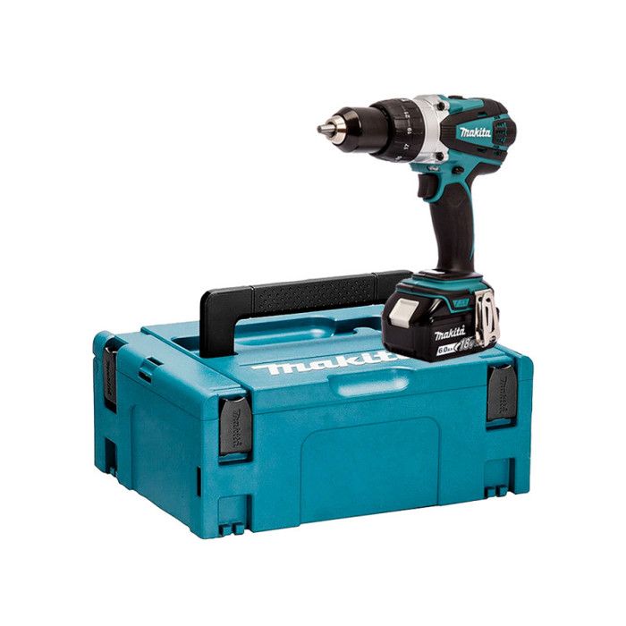 Makita DHP458G1J Perceuse visseuse à percussion 18 V Li Ion Ø 13 mm + 1x6 Ah + MAKPAC