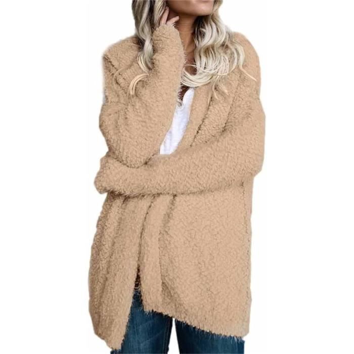 Sweat à Capuche Zippée Femme Longue Manteau à Capuche Polaire Avec