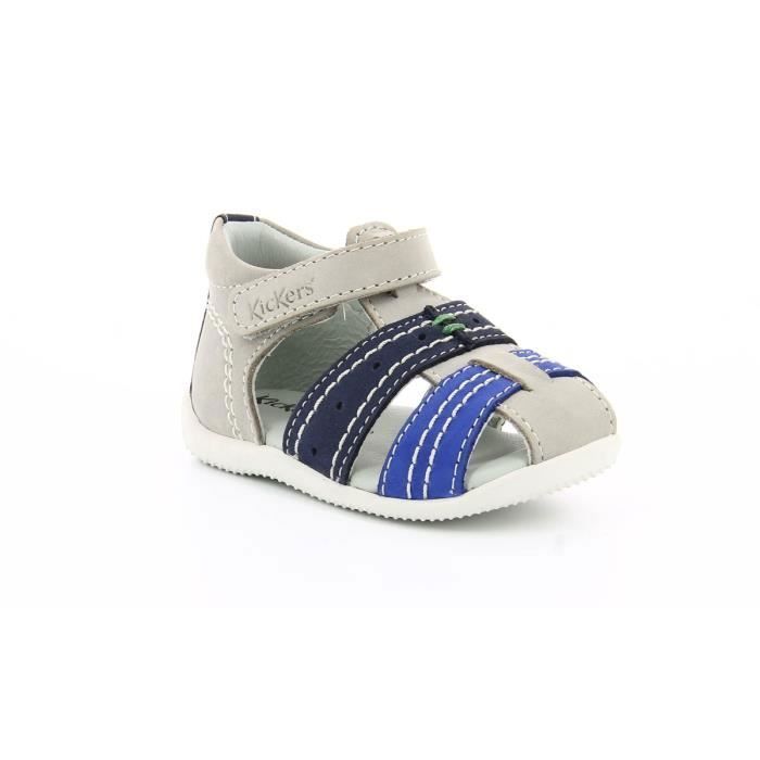 Sandale Gar on Kickers Bigbazar Nubuck Gris Confortable pour