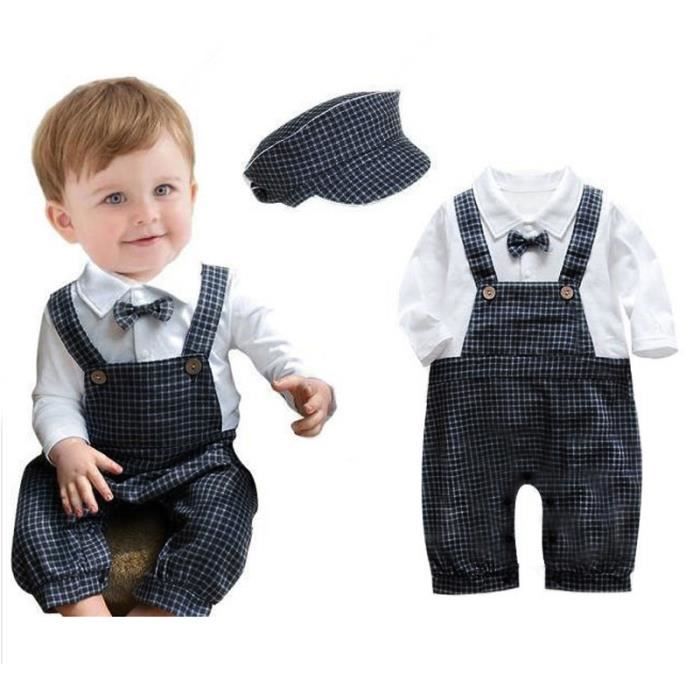 Combinaison Costume A Carreaux Avec Beret Grenouillere Habit De Ceremonie Soiree Mariage Bleu Pour Bebe Garcon Bleu Cdiscount Pret A Porter