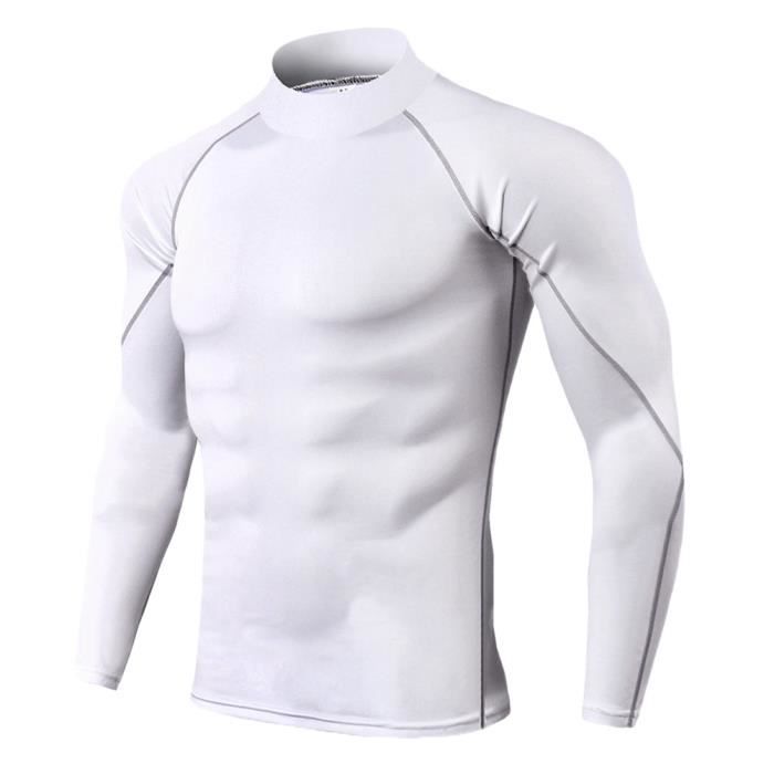 Maillot Compression À Manches Longues Pour Homme Tee Shirt De Sport Séchage  Rapide Baselayer Haut Blanc 3XL Blanc - Cdiscount Sport