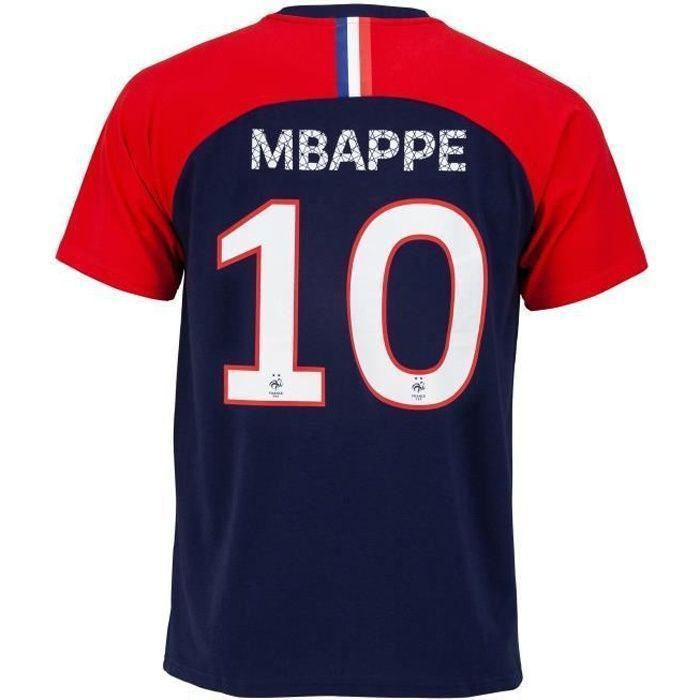 T shirt Mbappe FFF Collection officielle EQUIPE DE FRANCE Homme Marine Bleu Manches courtes
