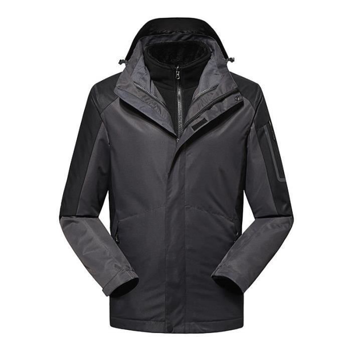 Veste De Ski GEMYSE Homme - Imperméable 10000 Mm, Coupe-vent, Polaire Chaude, Avec Capuche Amovible