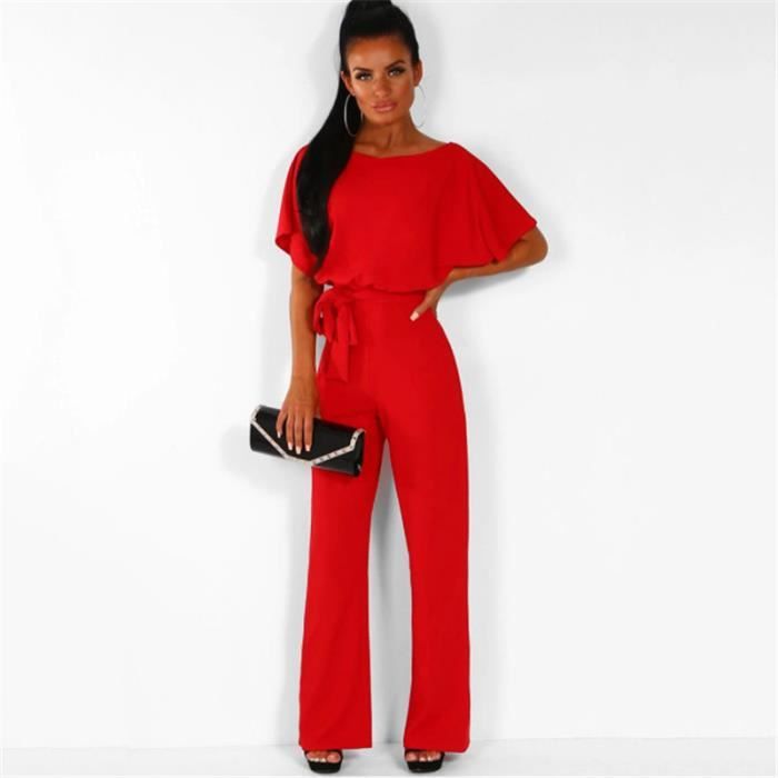 COMBISHORT FEMME - Combinaison camouflage pantalon large avec poche - rouge YH™