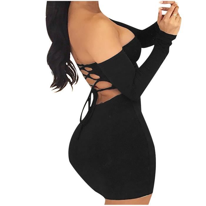 Robe Mini Robe Sexy Manches Longues Et Sans Bretelles Pour