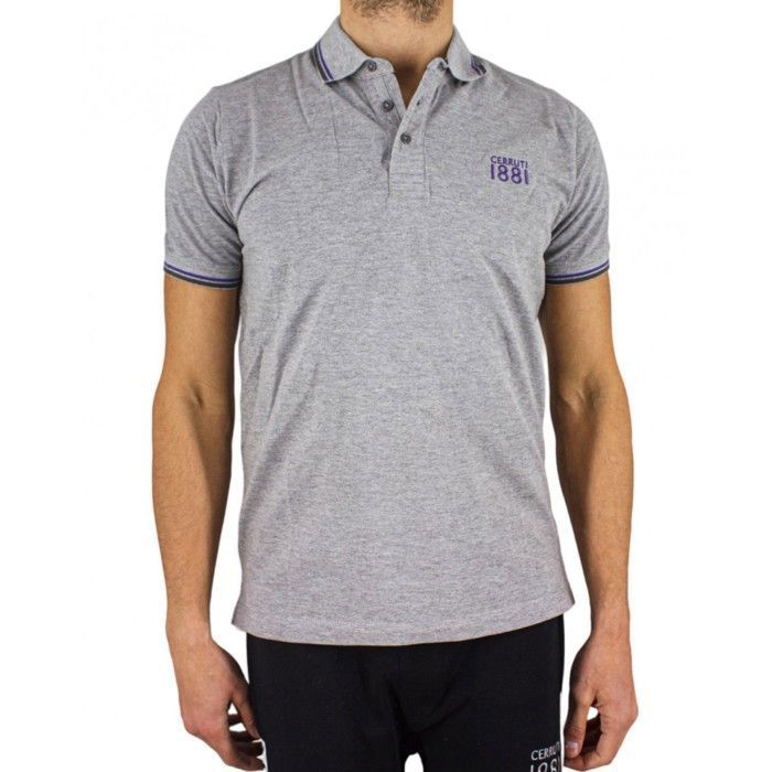 Cerruti 1881 Polo manches courtes col liser New Guido Gris Homme