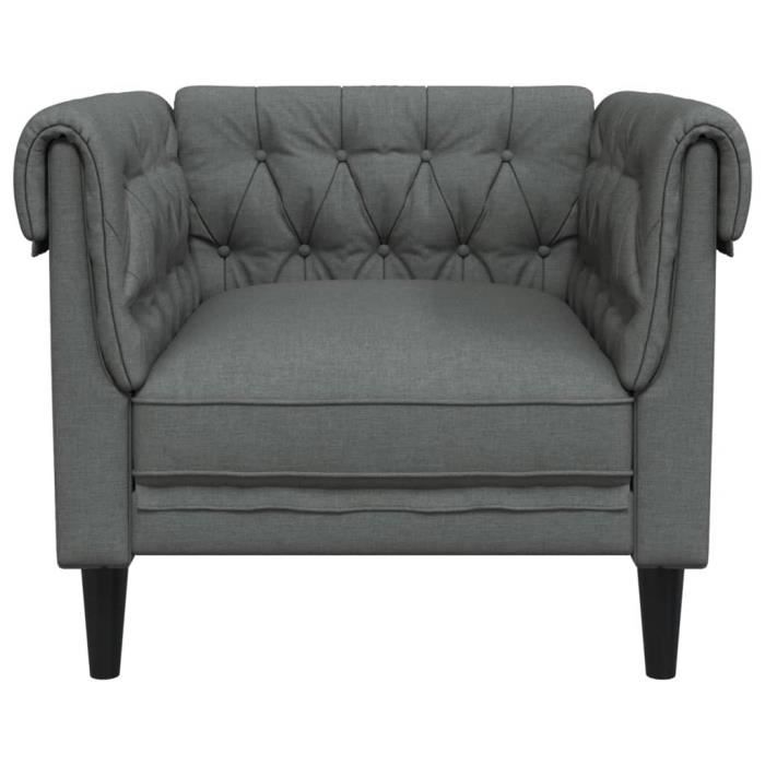 Fauteuil - MXZZAND - Chesterfield - Gris foncé - Tissu 100% polyester - 1 place