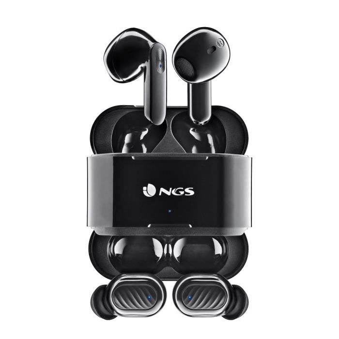 NGS ARTICA DUO BLACK - Deux Paires d'Écouteurs sans Fil Compatibles avec True Wireless Stereo et Bluetooth 5.1, Couleur Noir