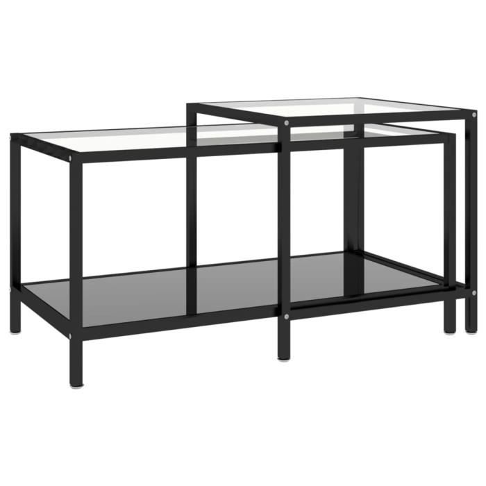 Table D'appoint Doré Et Noir 45 Cm - Dessus Verre Trempé 5 Mm, Pied Fer | Style Moderne, Assemblage Requis