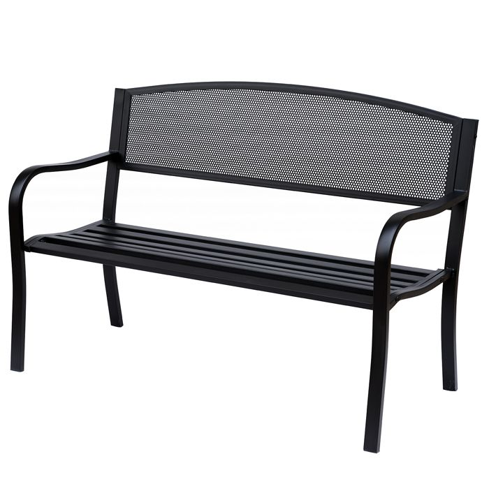 Outsunny - banc de jardin - Métal - 127x60x87cm - Noir