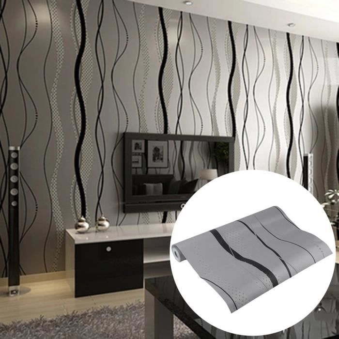 Rouleau De Papier Peint 3d Non Tisse Mural Texture Naturelle Noire